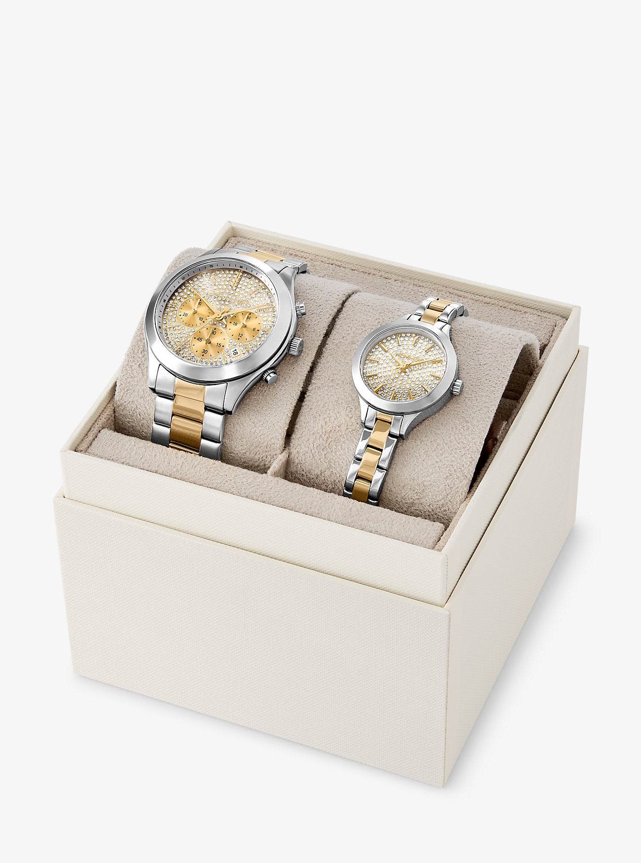 Aspyn His and Hers Pavé Two-Tone Watch Set