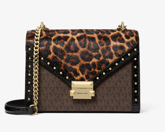 Whitney Leopard Print Calf Hair Shoulder Bag