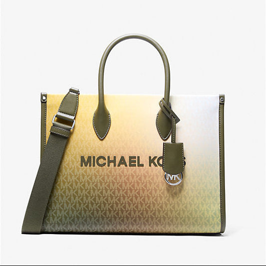 Stylish Michael Kors Mirella Medium Ombré Signature Logo Tote Bag Handbag