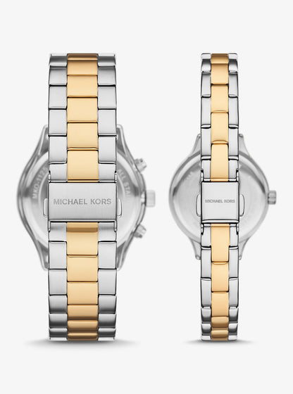 Aspyn His and Hers Pavé Two-Tone Watch Set